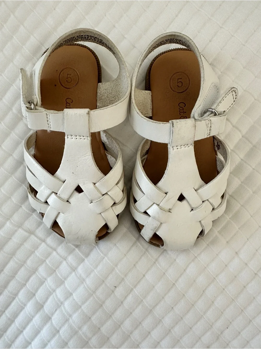 Cat & Jack White Woven T-Strap Kids Sandals